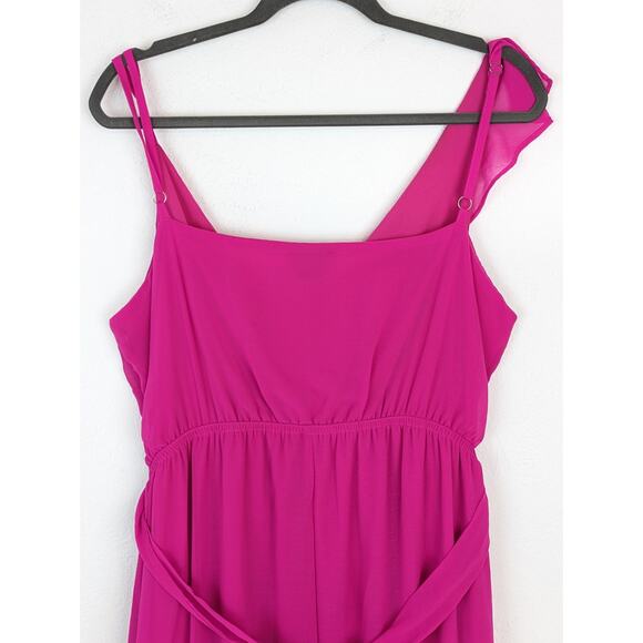 City Chic Dress Maxi Ruffle Flirty Detail Shock Pink Boho Feminine Sexy Size 18 - Picture 6 of 15